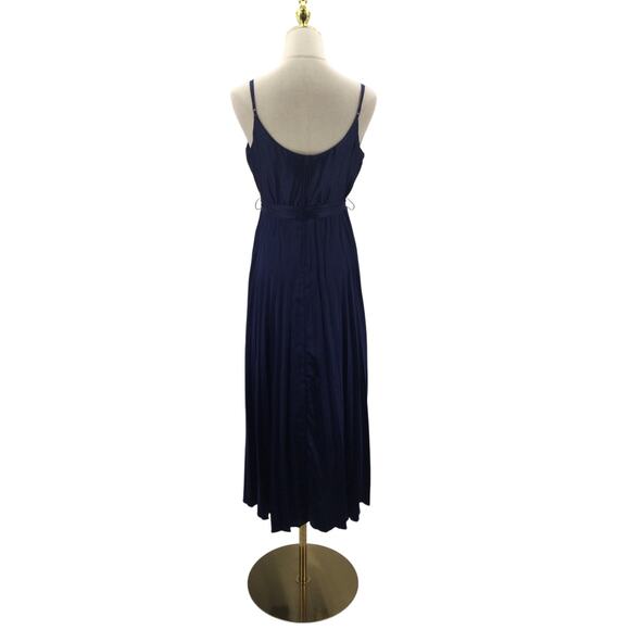 B DARLIN SZ 11 12 juniors navy blue pleated strappy A-Line midi Dress NEW b65 - Picture 2 of 8